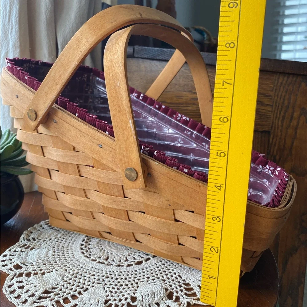 Longaberger Vintage Large Sleigh Basket Burgundy w/Plastic Liner Circa. 1995 EUC